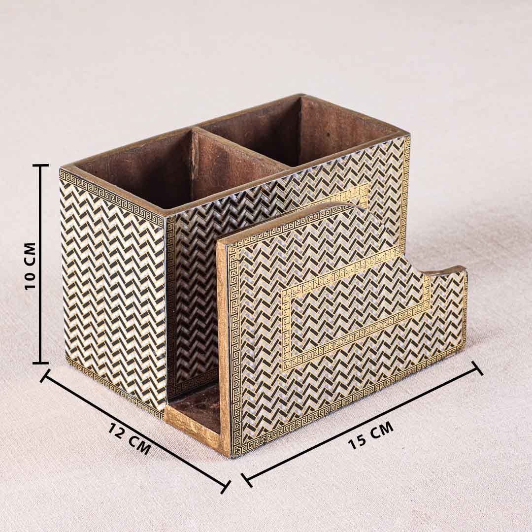 Premium Veda Weave Mdf Cutlery Npk Holder Design Ten 6X4.5X4 Inch