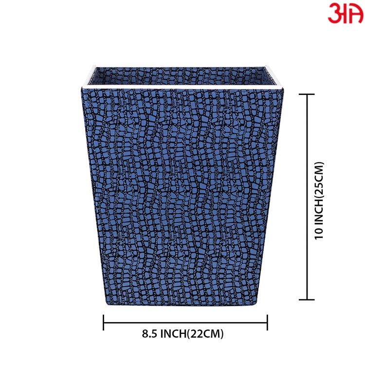 Blue Vegan Leather Dustbin (22x25) CM