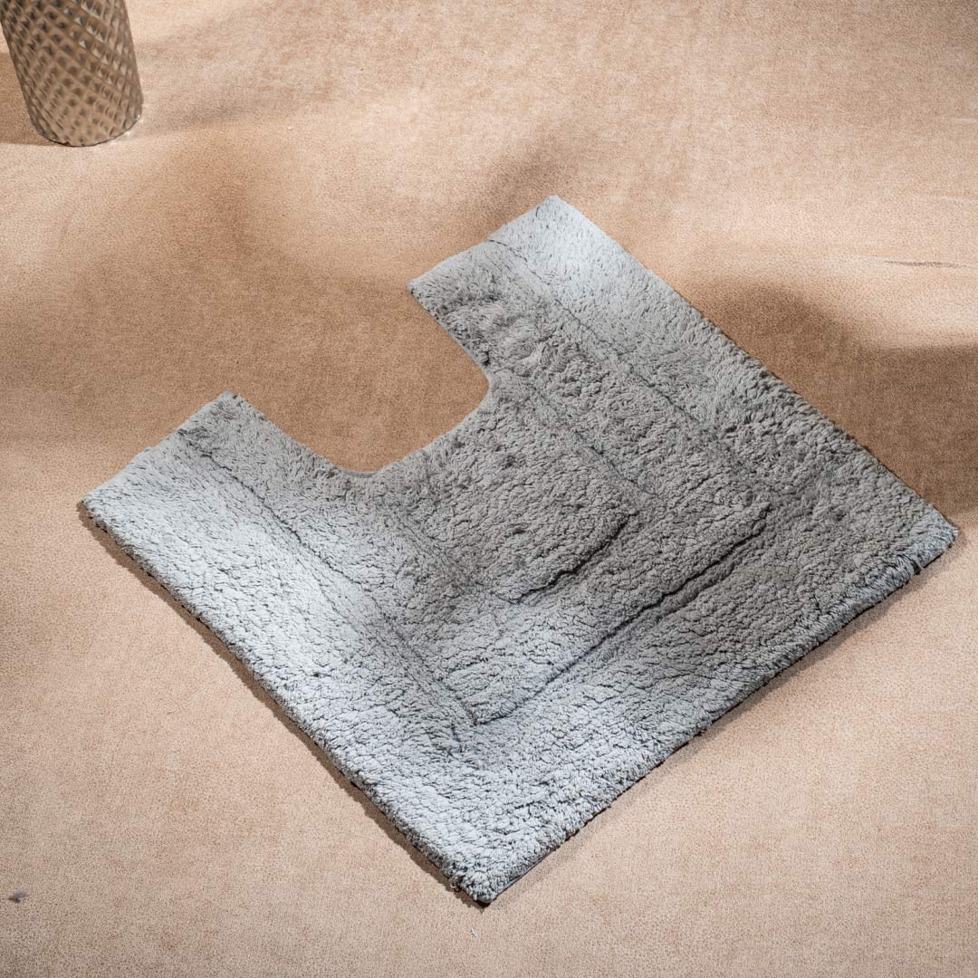 Soft Absorbent U-Shaped Pedestal Bath Mat & Rectangle Bath mat (2pc Set) - LITE GREY