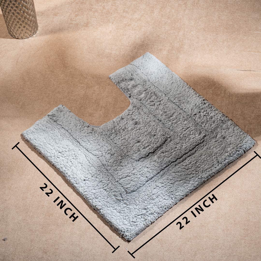 Soft Absorbent U-Shaped Pedestal Bath Mat & Rectangle Bath mat (2pc Set) - LITE GREY