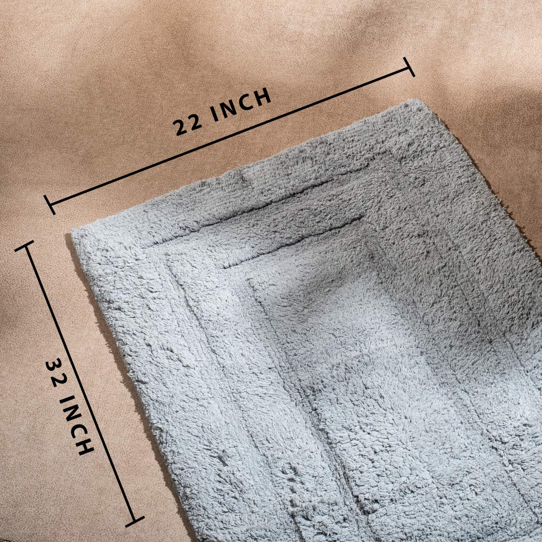 Soft Absorbent U-Shaped Pedestal Bath Mat & Rectangle Bath mat (2pc Set) - LITE GREY