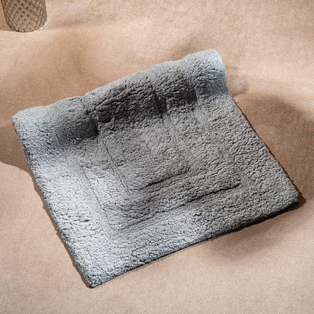 Soft Absorbent U-Shaped Pedestal Bath Mat & Rectangle Bath mat (2pc Set) - LITE GREY