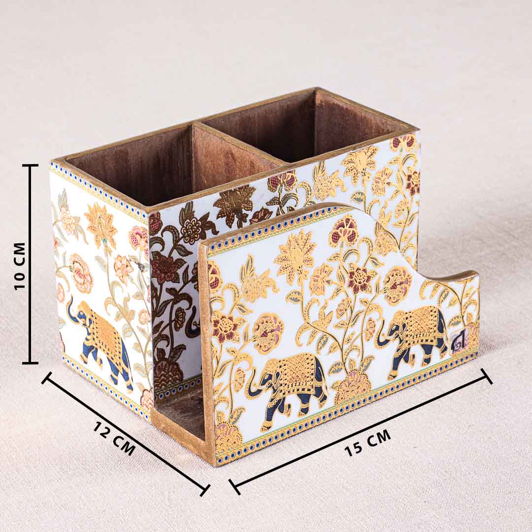 Premium Elephant Mdf Cutlery Npk Holder Design Three 6X4.5X4 Inch