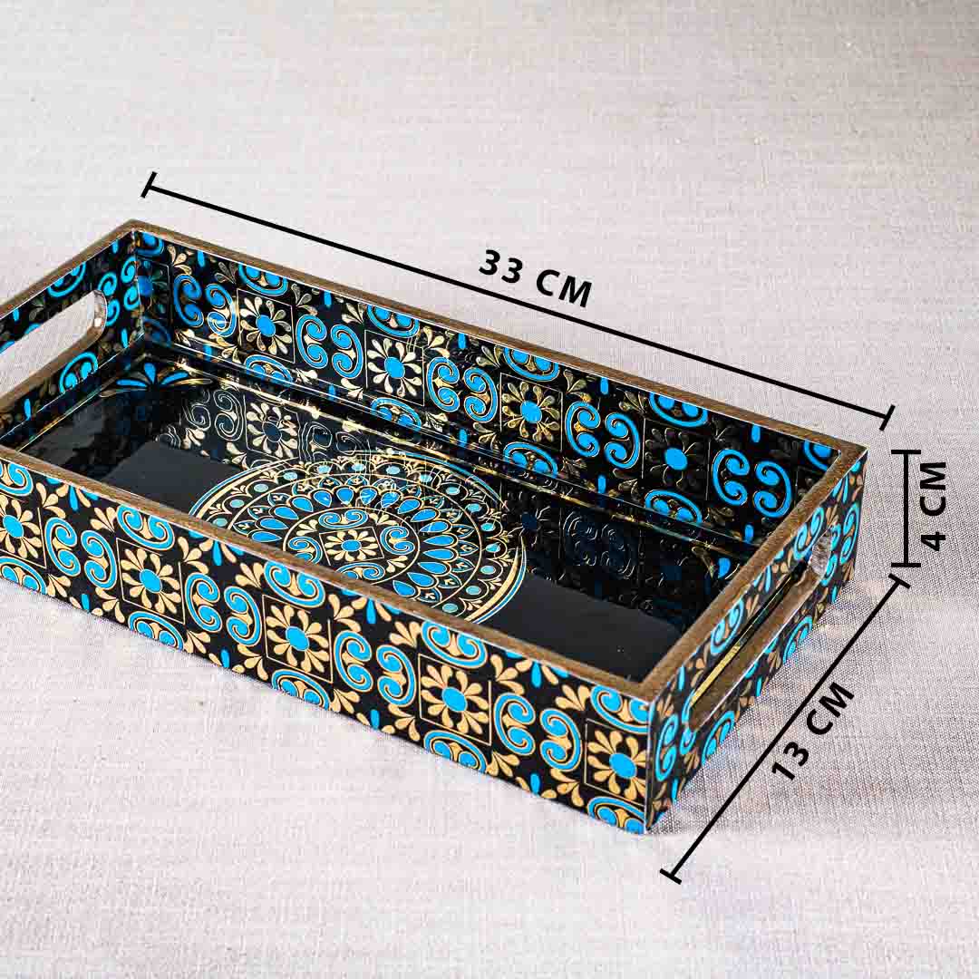 Premium Abstract Rectangle Mdf Tray Design Five 13X5X1.5 Inch