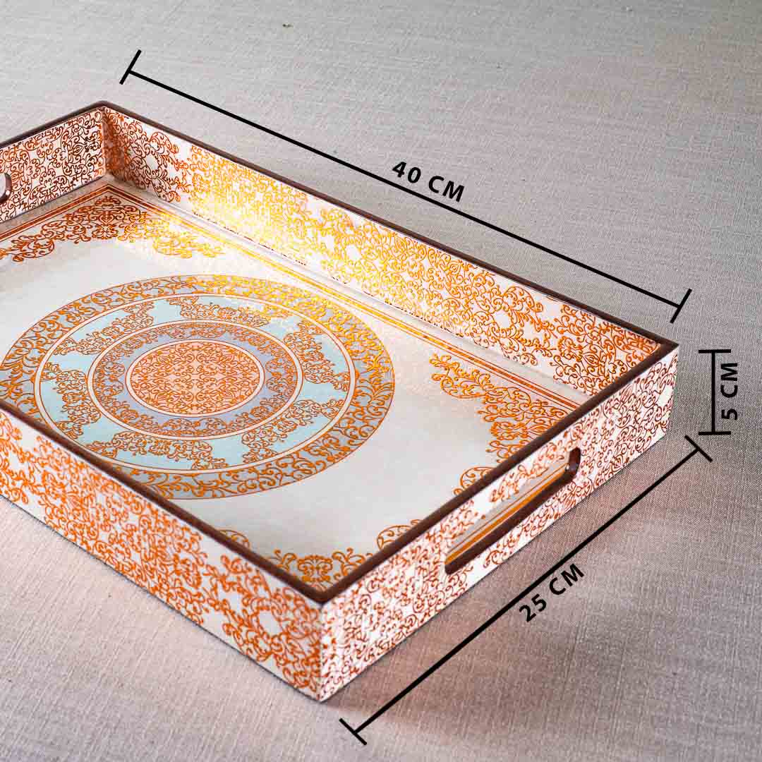 Premium Rectangle Gold Design Mdf Tray