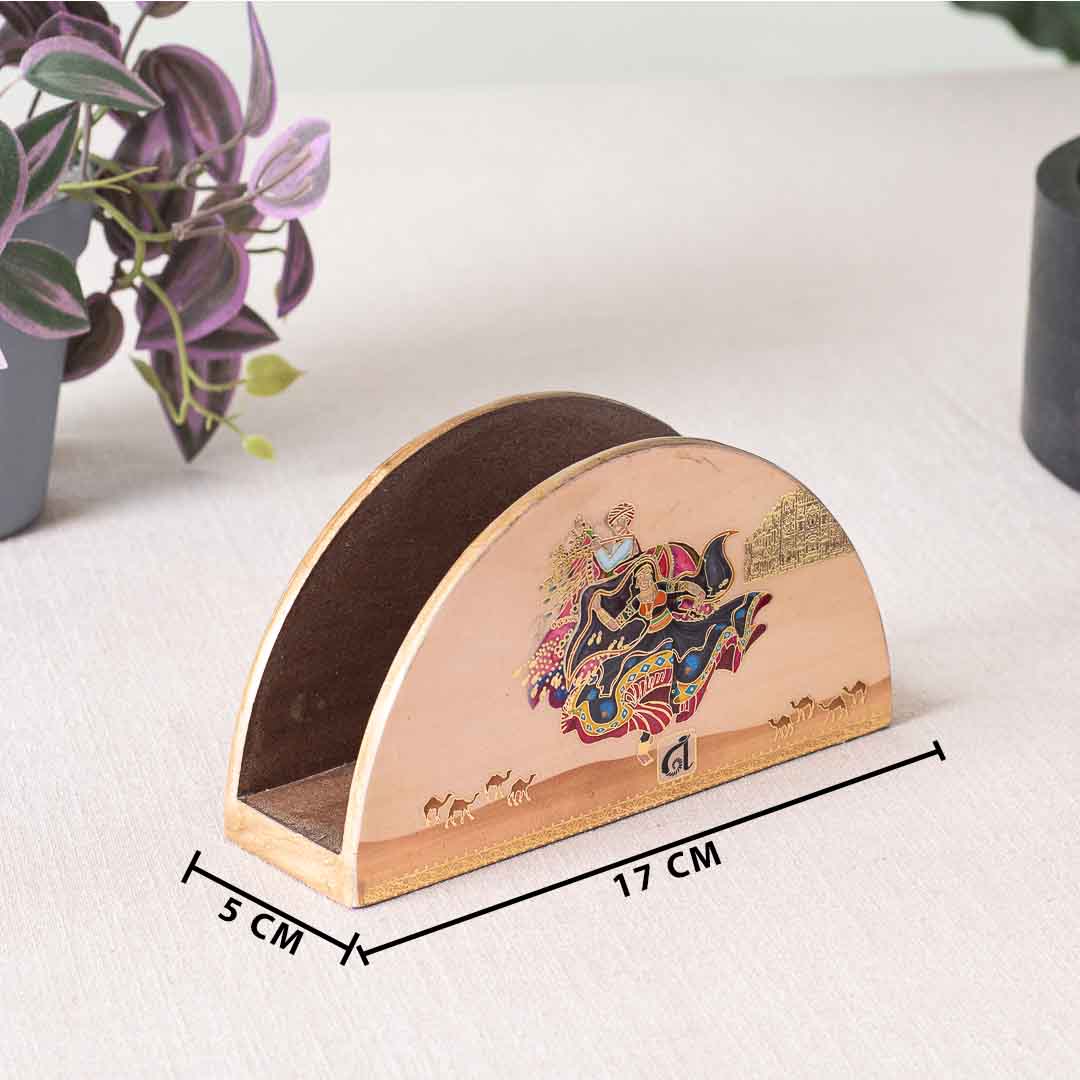 Premium Rajasthani Mdf Napkin Holder Half Round Design Eight 6.5X2X3.5 Inch