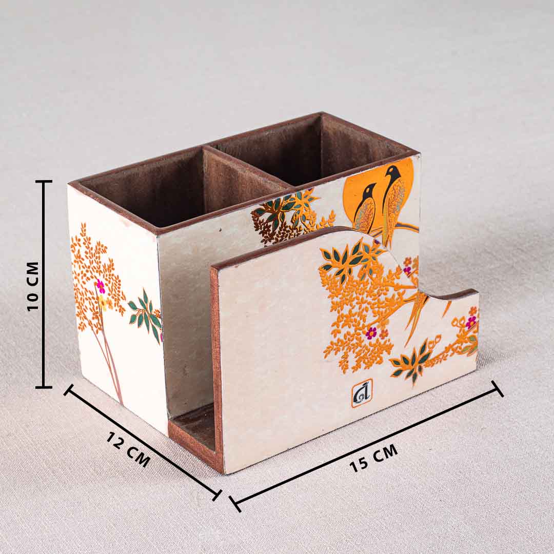 Premium Love Bird Mdf Cutlery Npk Holder Design Nine 6X4.5X4 Inch