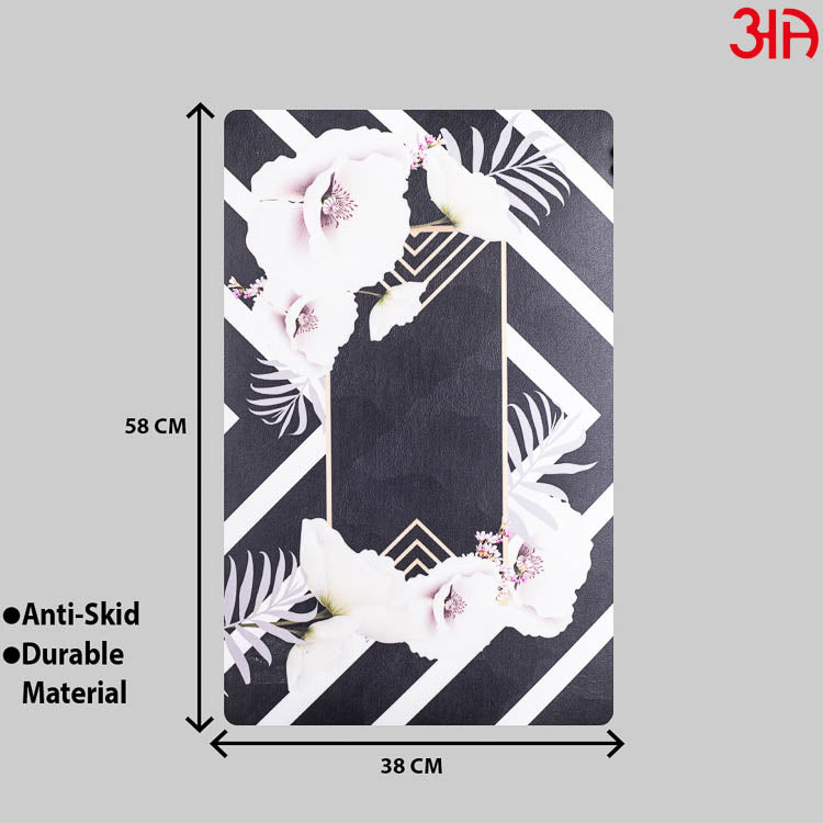 Flower Design Rubber Anti Skid Water Absorbent Mat (38x58) CM