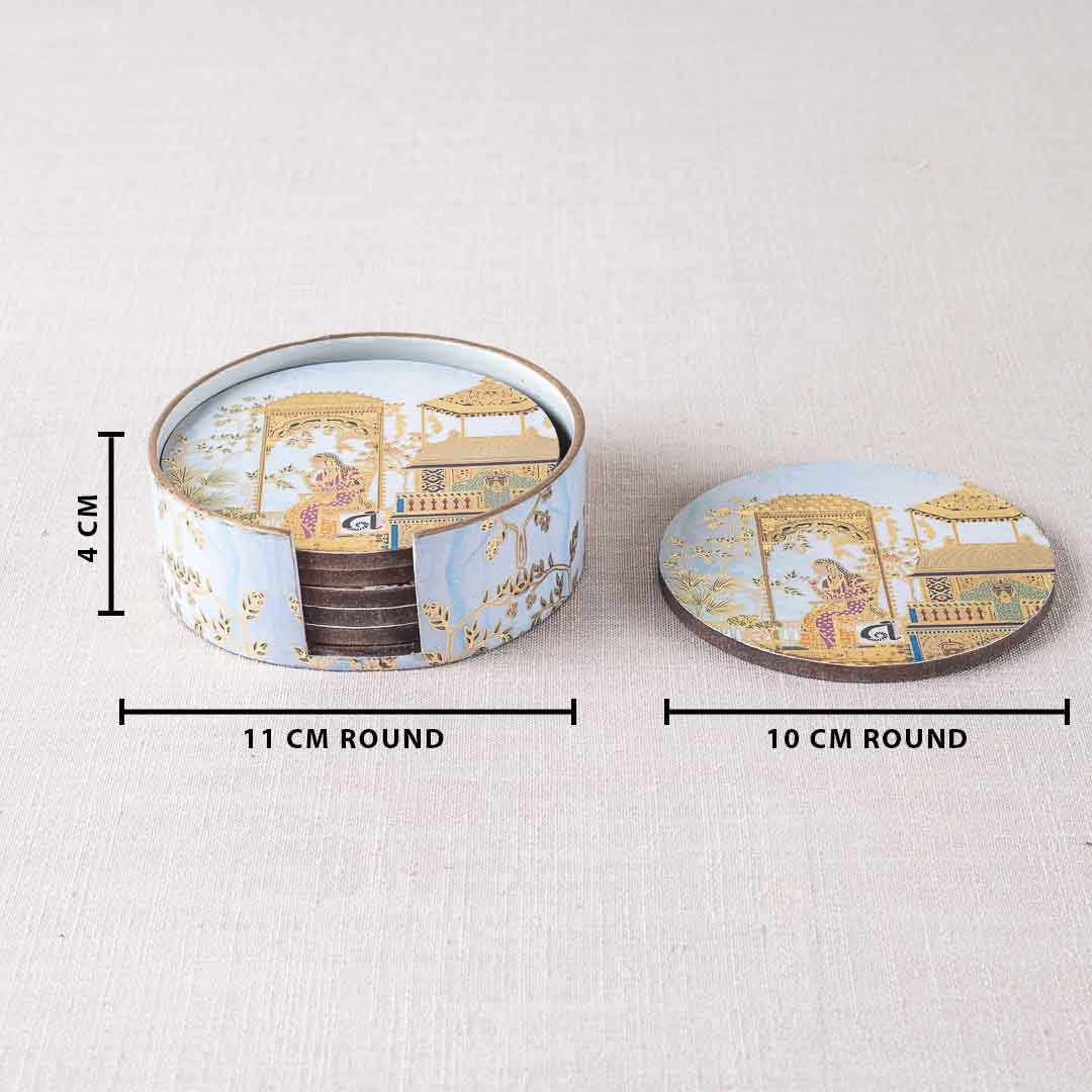 Premium Mughal Mdf Printed Coaster (06 Pcs Set) Design Two