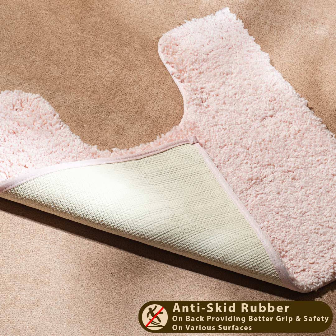 Soft Absorbent U-Shaped Pedestal Bath Mat - Pink