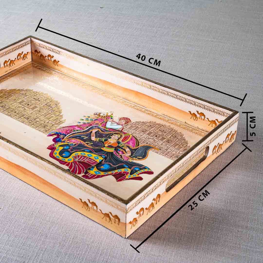 Premium Mughal Rectangle Design Mdf Tray