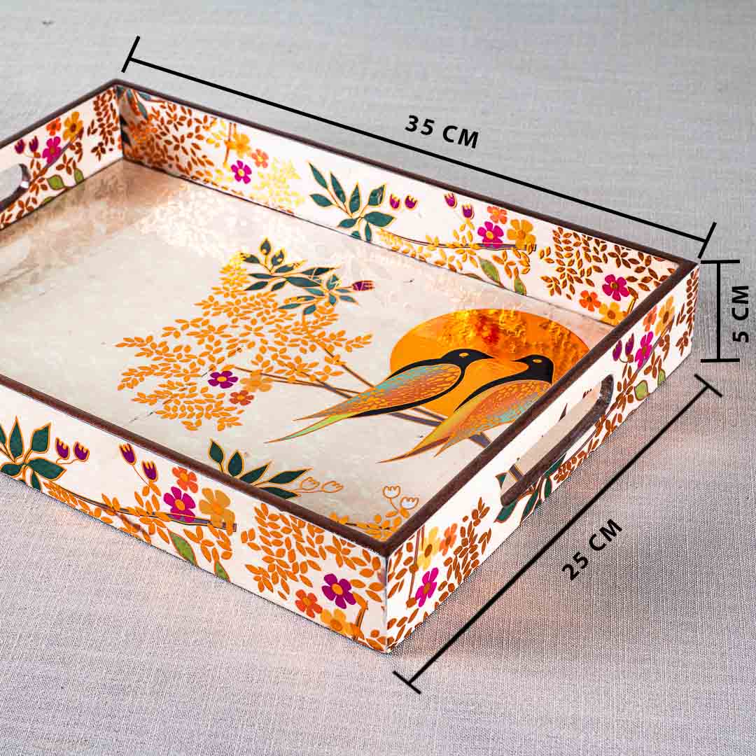 Premium Love Baird Rectangle Mdf Tray Design Nine 10X14X2 Inch