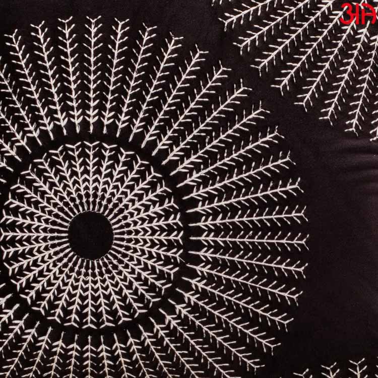 Decorative Printed Cushion Cover – 16 x 16 Inch-Charcoal & White Polyester Velvet Fabric