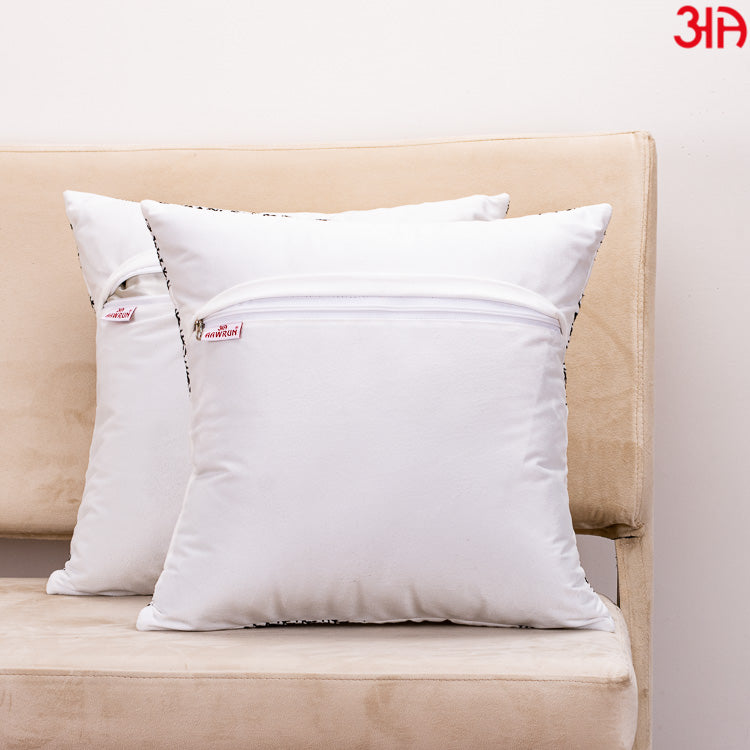 Decorative Printed Cushion Cover – 16 x 16 Inch-White & Black Polyester Velvet Fabric