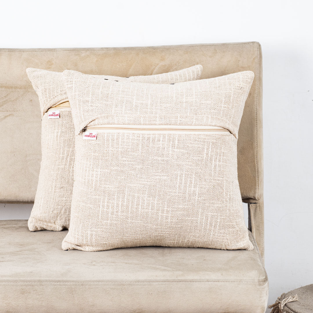 The Heritage Collection Floral Embroidered Slub Cotton Cushion Cover 16x16" - Grey Black