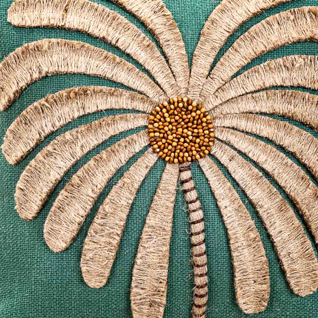 Gorgeous Palm Tree Cushion Cover with Hand Work
