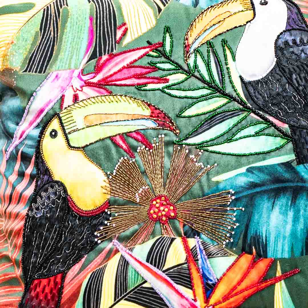 Premium Twin Toucan Bird Cushion Cover