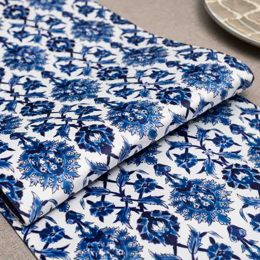 Blue Abstract Digital Printed Table Runner