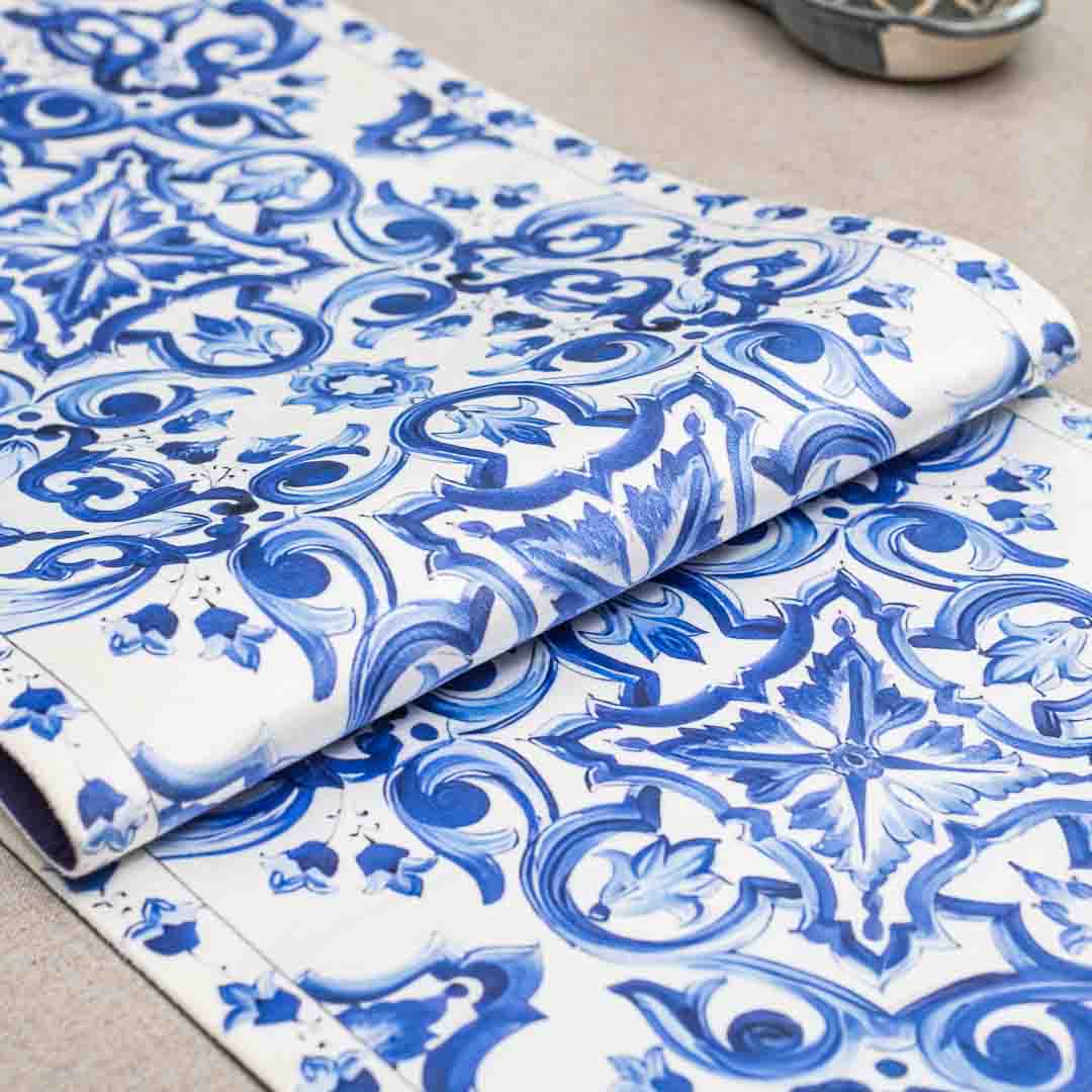 Blue-White Digital Printed Table Runner