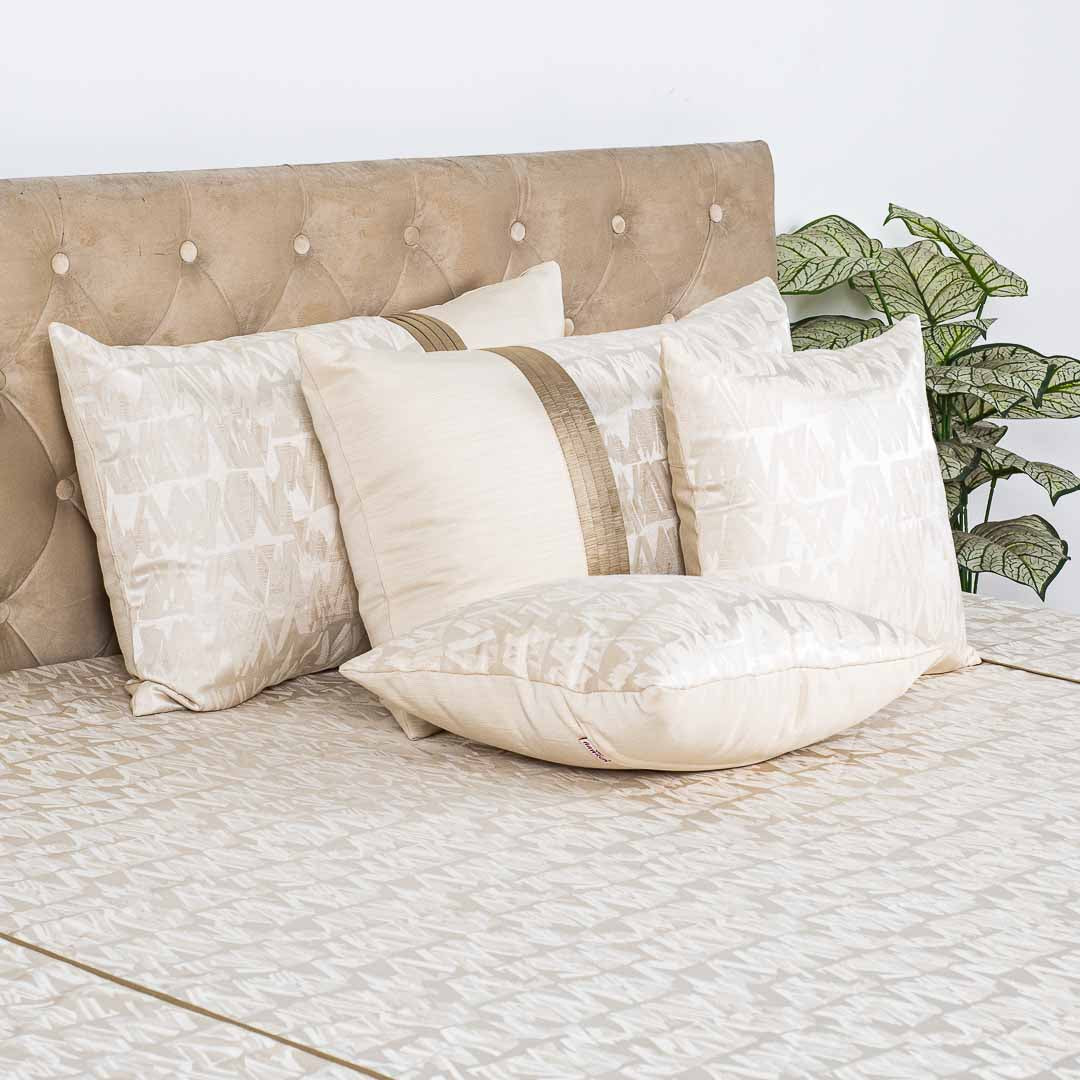 Premium Beige Scribble Design Bedcover Set
