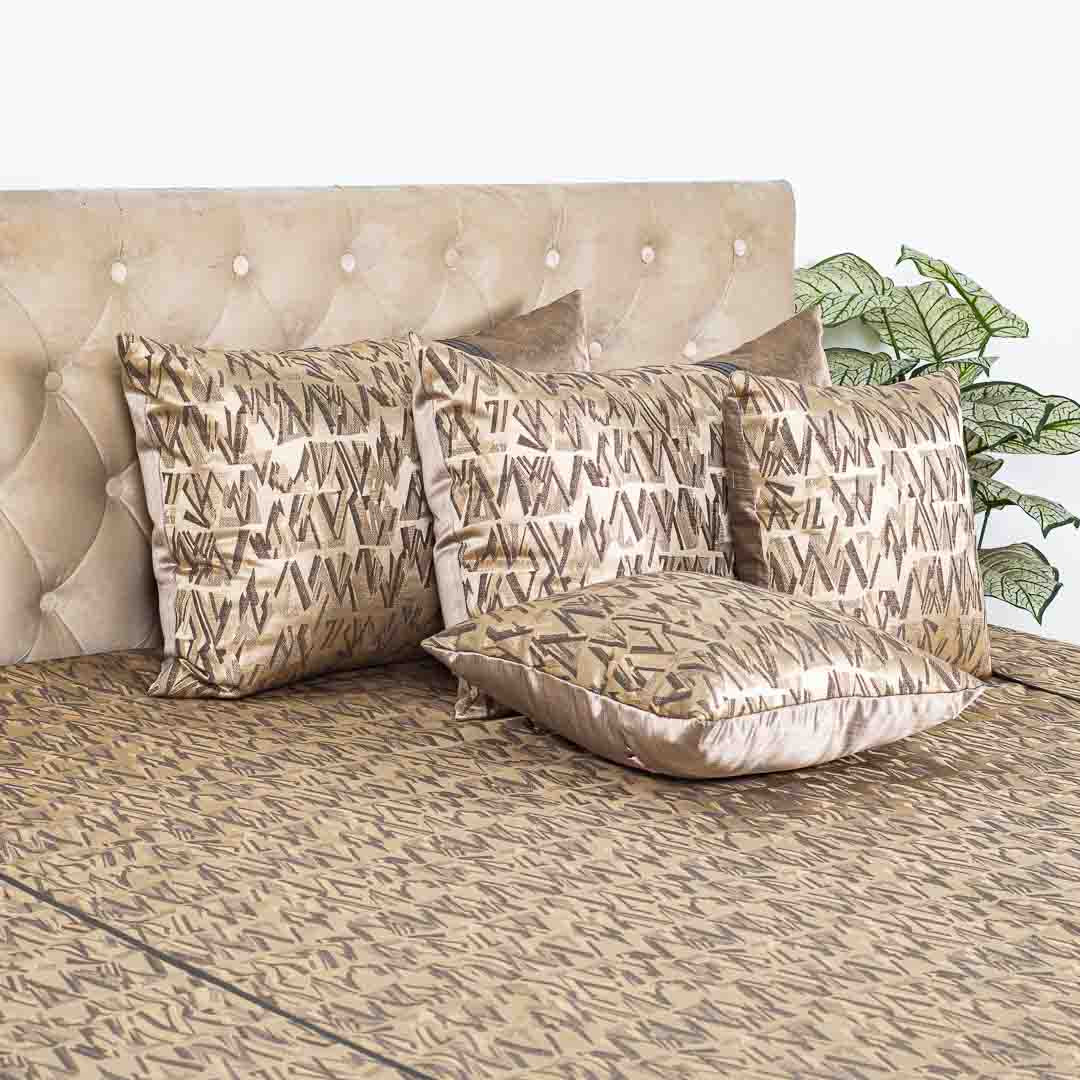 Premium Brown Scribble Design Bedcover Set