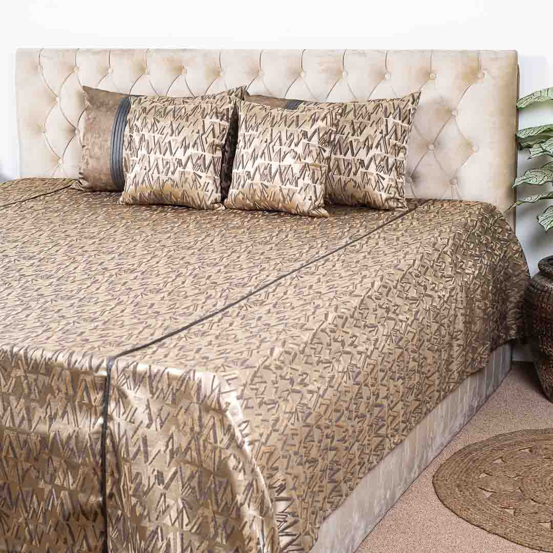 Premium Brown Scribble Design Bedcover Set