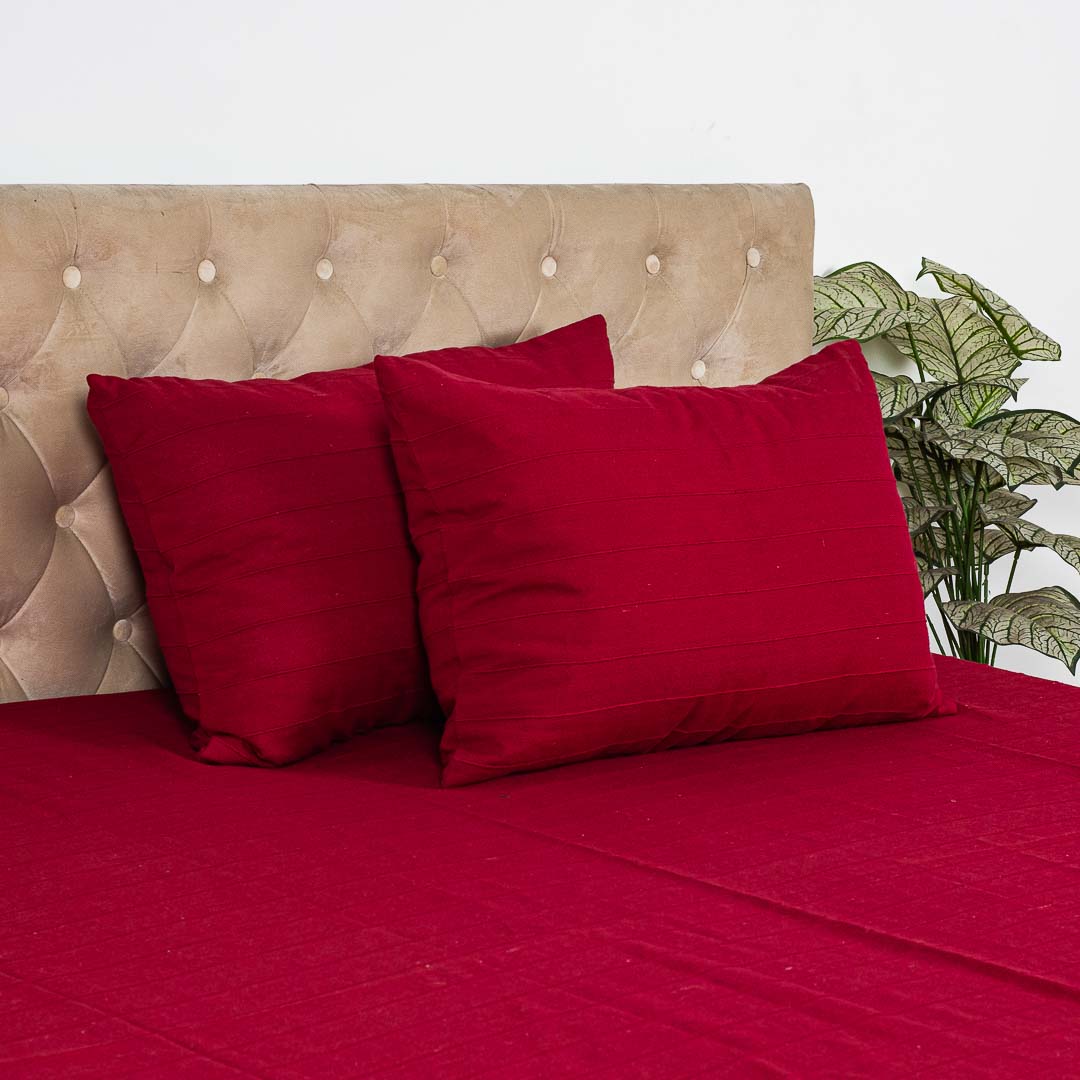 Red Premium Cotton Jacquard Exp Bedcover Set (1+2)