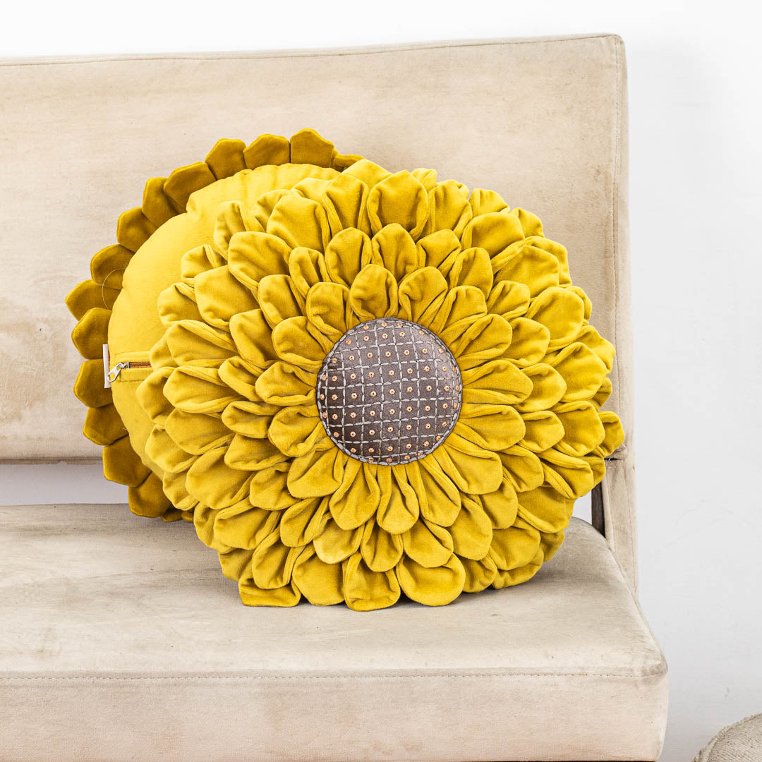 Luxe Velvet Sunflower Cushion Cover