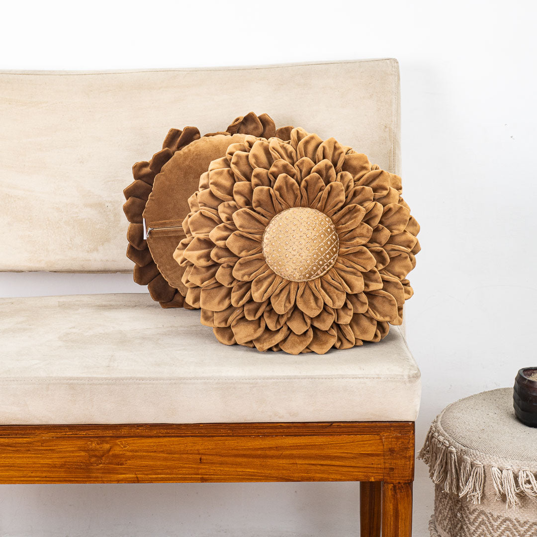 Luxe Velvet Sunflower Cushion Cover