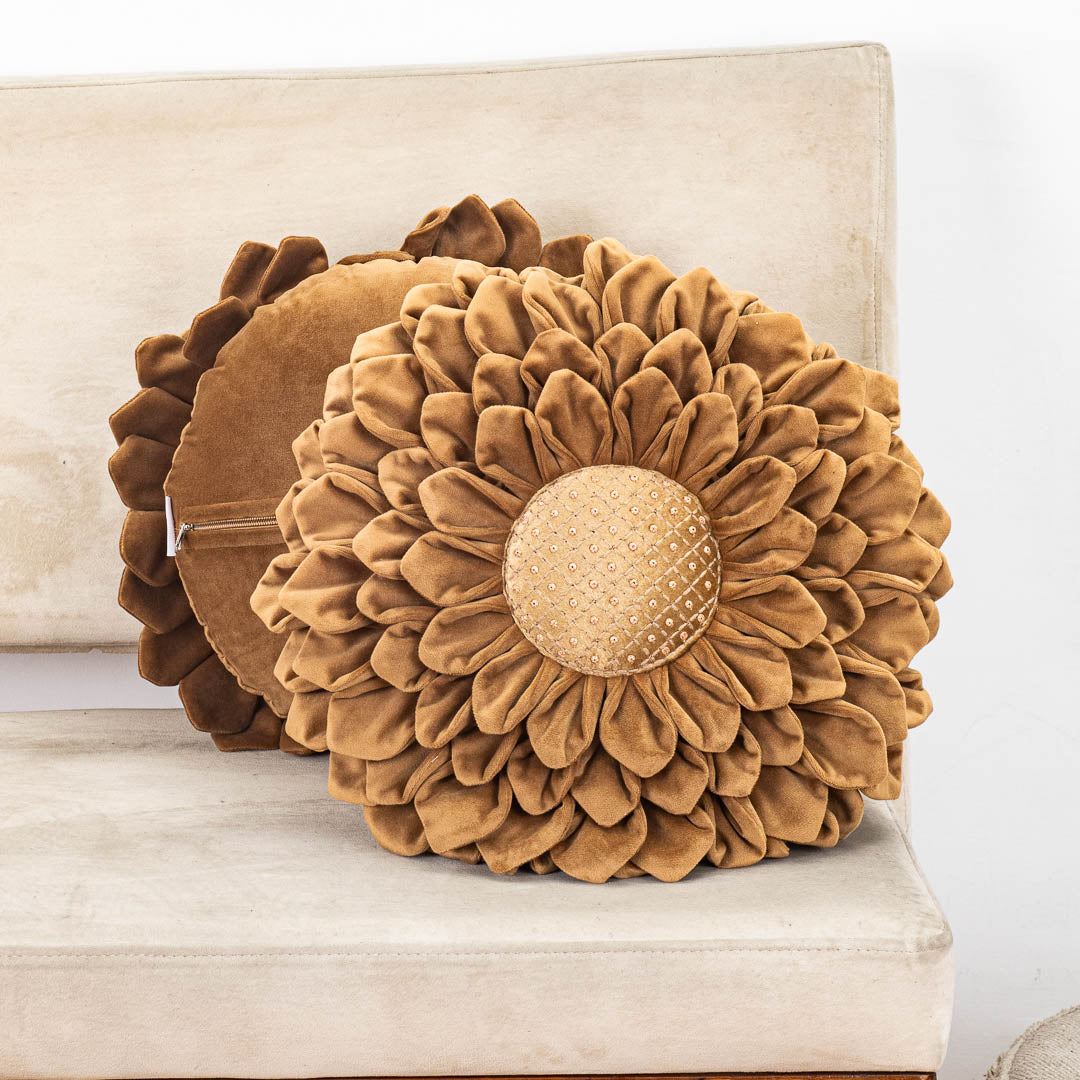 Luxe Velvet Sunflower Cushion Cover