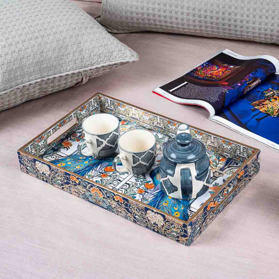 Premium Peacock Rectangle Mdf Tray