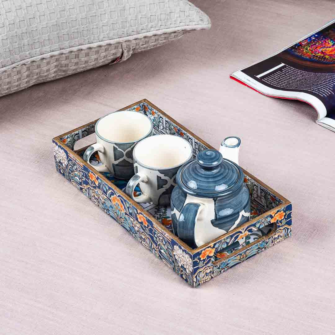 Premium Peacock Rectangle Mdf Tray Design One 13X5X1.5 Inch