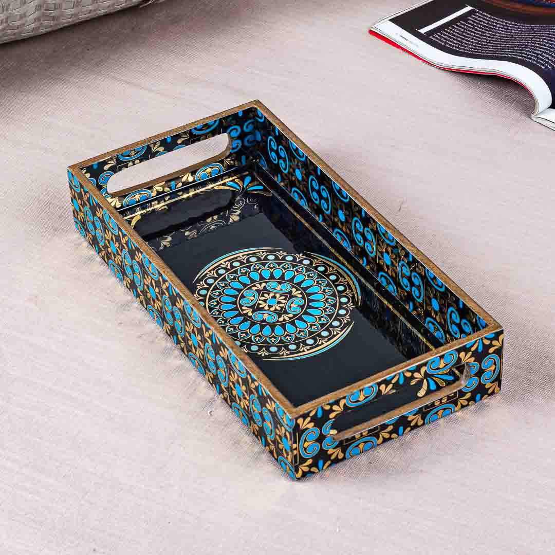 Premium Abstract Rectangle Mdf Tray Design Five 13X5X1.5 Inch