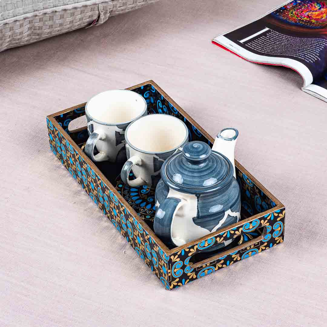 Premium Abstract Rectangle Mdf Tray Design Five 13X5X1.5 Inch