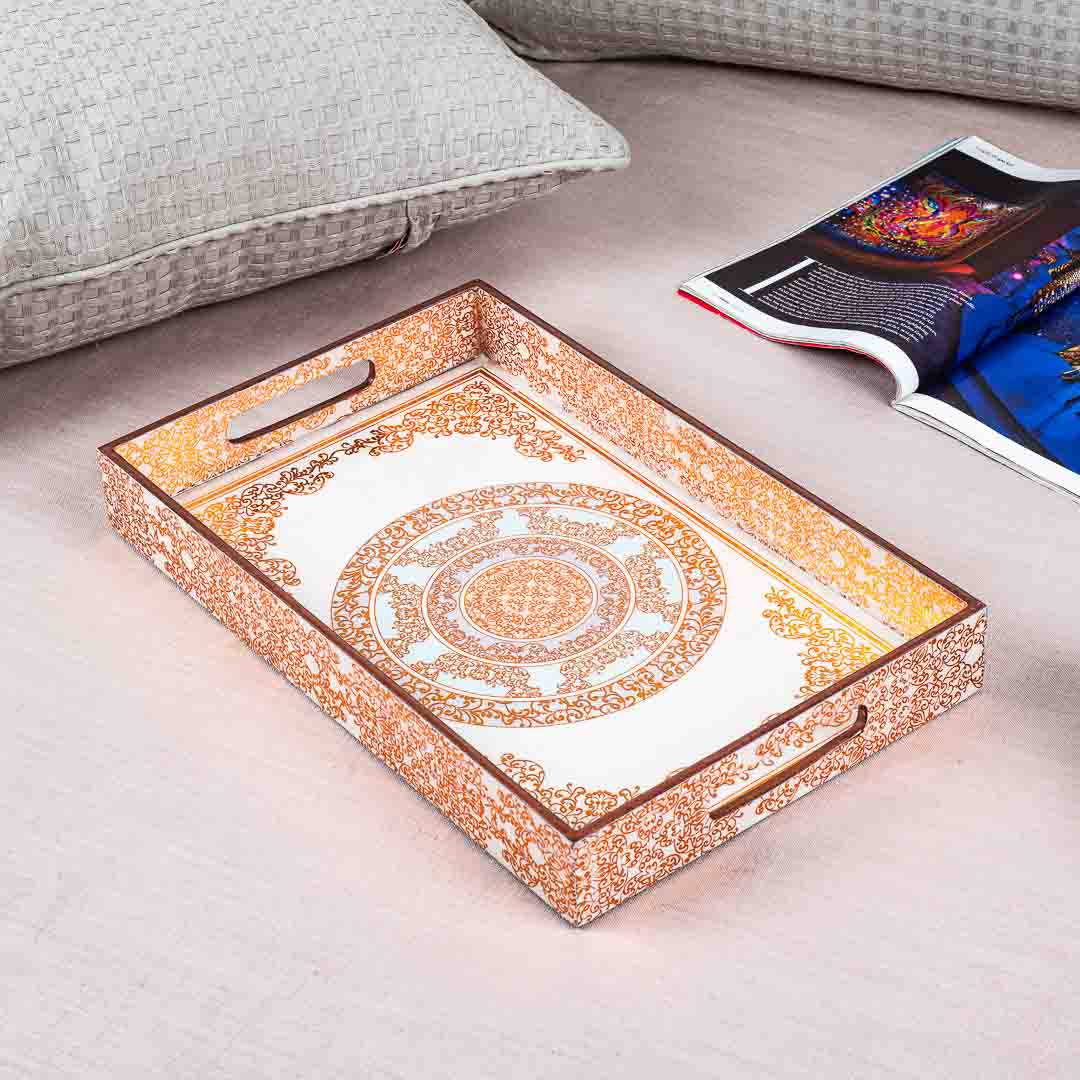 Premium Rectangle Gold Design Mdf Tray