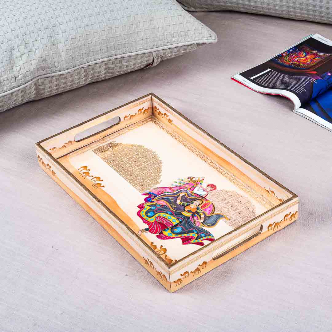 Premium Mughal Rectangle Design Mdf Tray