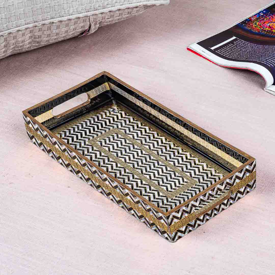 Premium Veda Weave Rectangle Mdf Tray Design Ten 13X5X1.5 Inch
