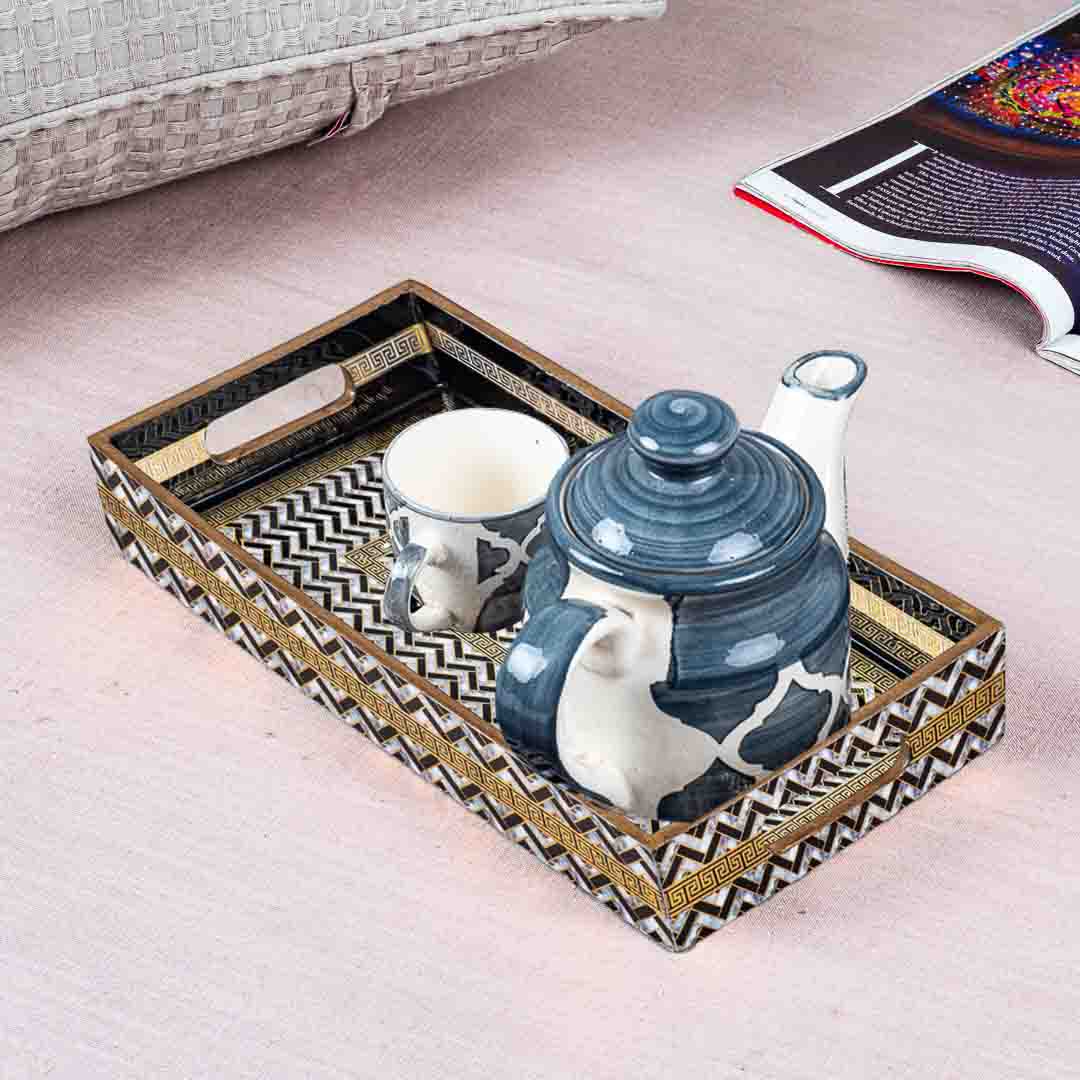 Premium Veda Weave Rectangle Mdf Tray Design Ten 13X5X1.5 Inch