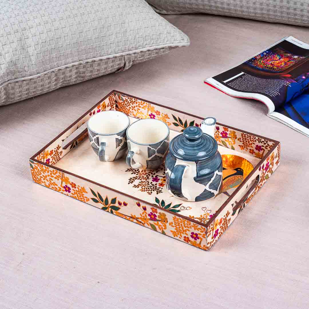 Premium Love Baird Rectangle Mdf Tray Design Nine 10X14X2 Inch