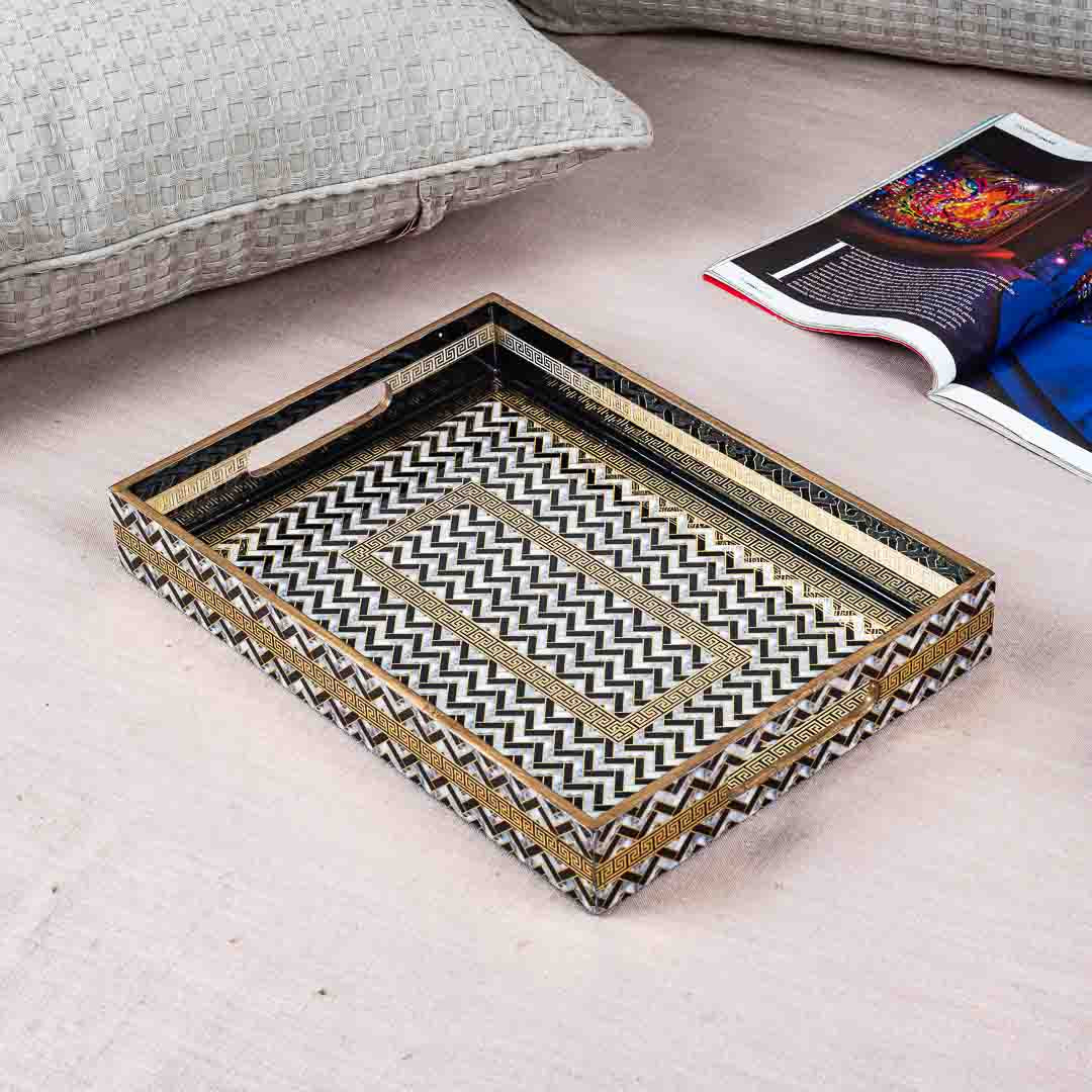 Premium Veda Weave Rectangle Mdf Tray Design Ten 10X14X2 Inch