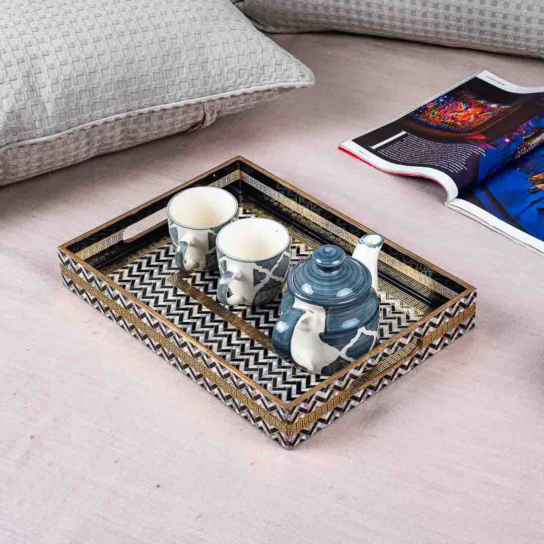 Premium Veda Weave Rectangle Mdf Tray Design Ten 10X14X2 Inch