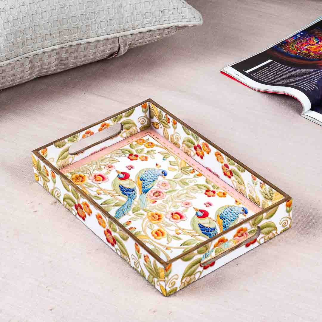Premium Bird Rectangle Mdf Tray Design Four 8X12X2 Inch