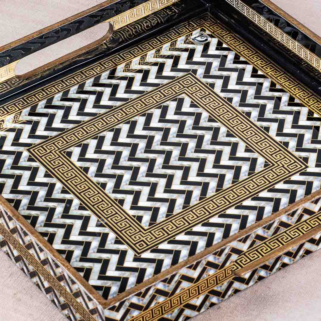 Premium Veda Weave Square Mdf Tray Design Ten 10X10 Inch