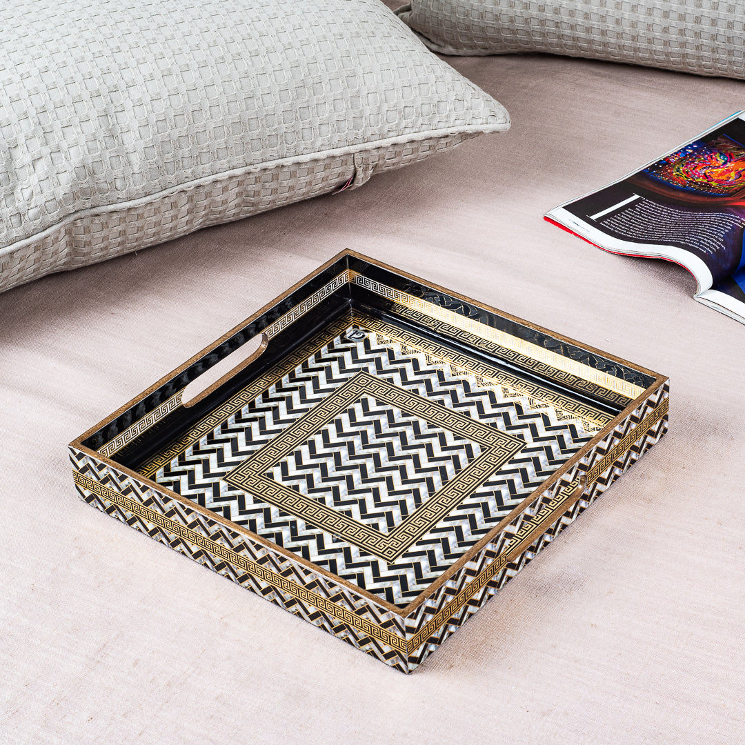 Premium Veda Weave Square Mdf Tray Design Ten 10X10 Inch