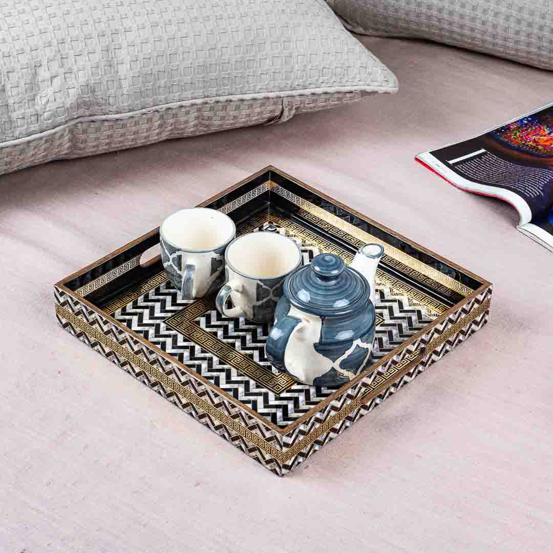 Premium Veda Weave Square Mdf Tray Design Ten 12X12 Inch