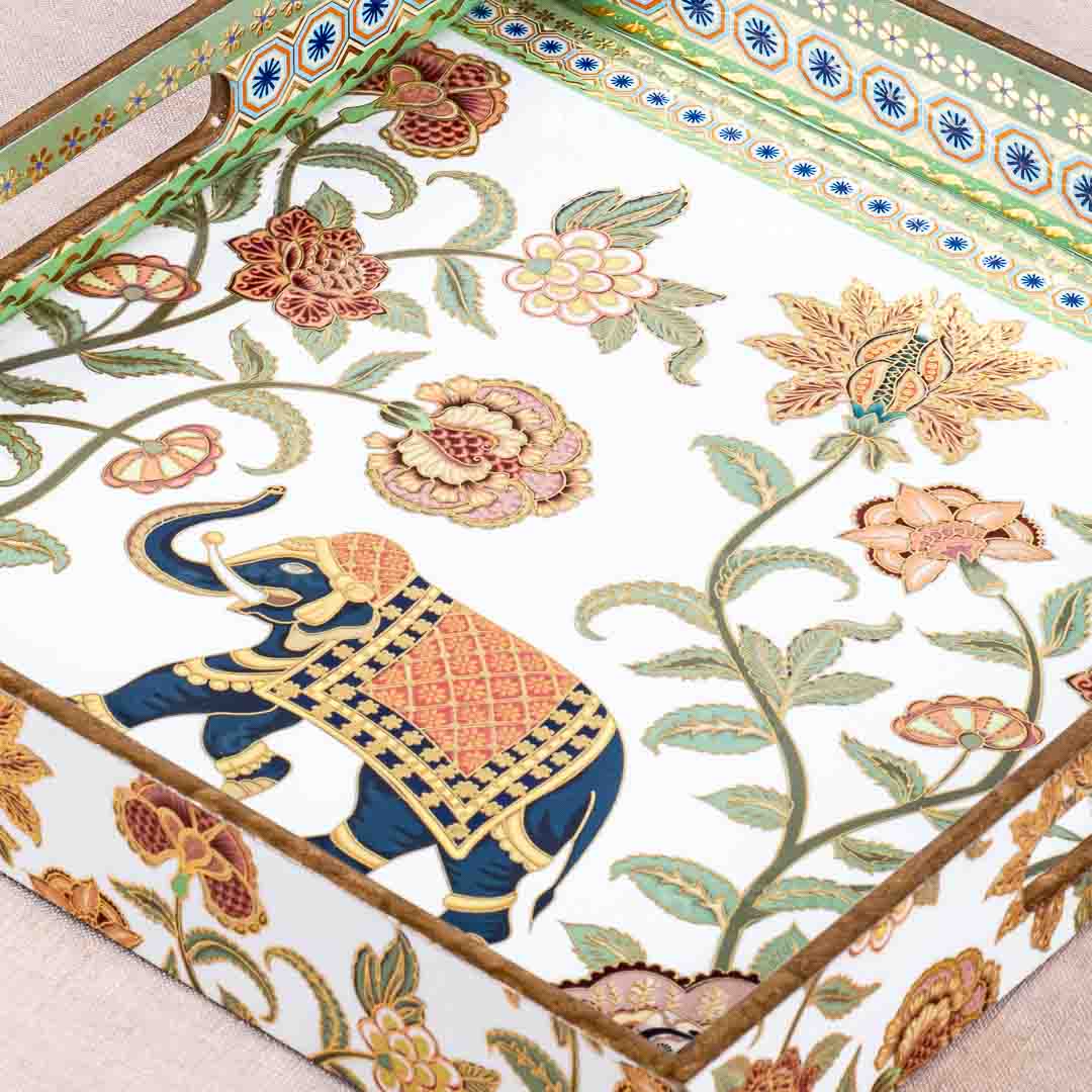 Premium Elephant Square Mdf Tray Design Three 12X12 Inch
