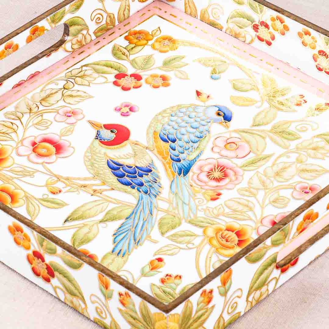 Premium Bird Square Mdf Tray Design Four 10X10 Inch