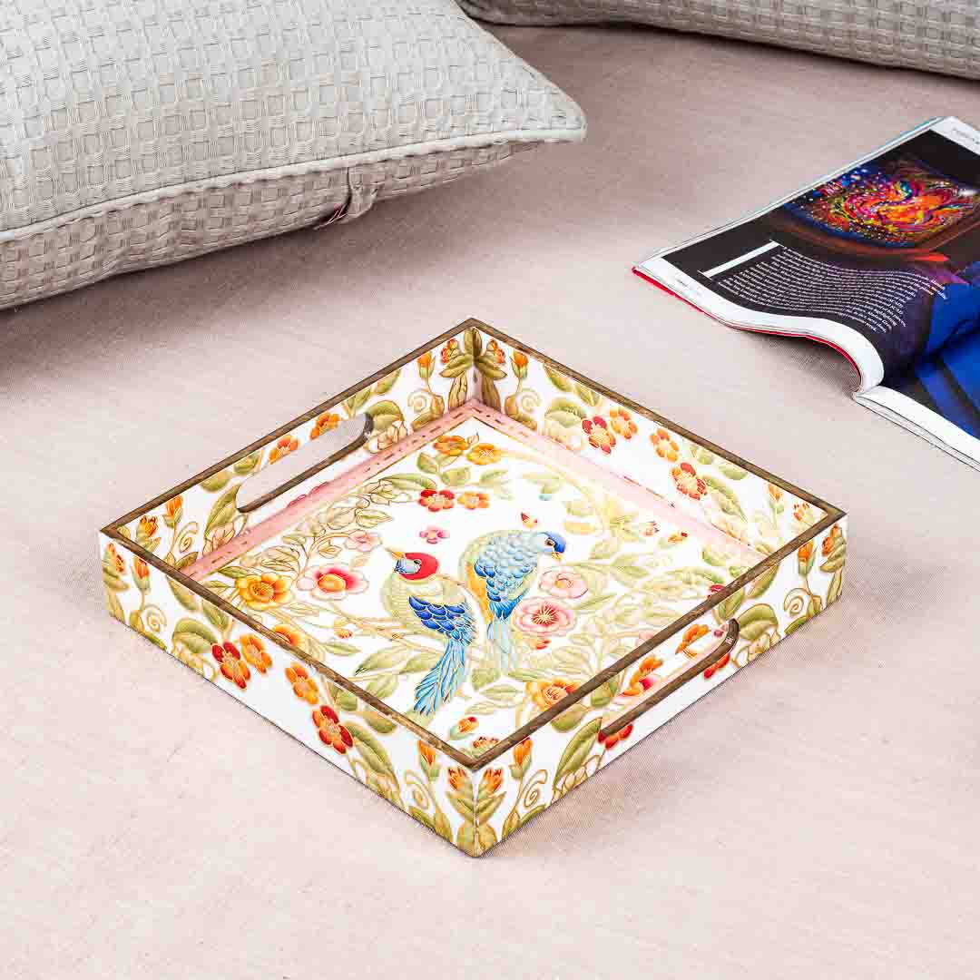 Premium Bird Square Mdf Tray Design Four 10X10 Inch