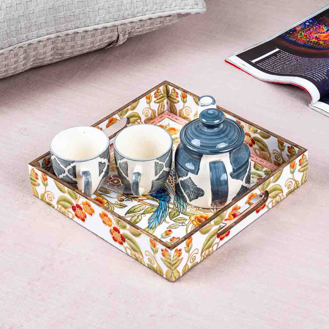 Premium Bird Square Mdf Tray Design Four 10X10 Inch