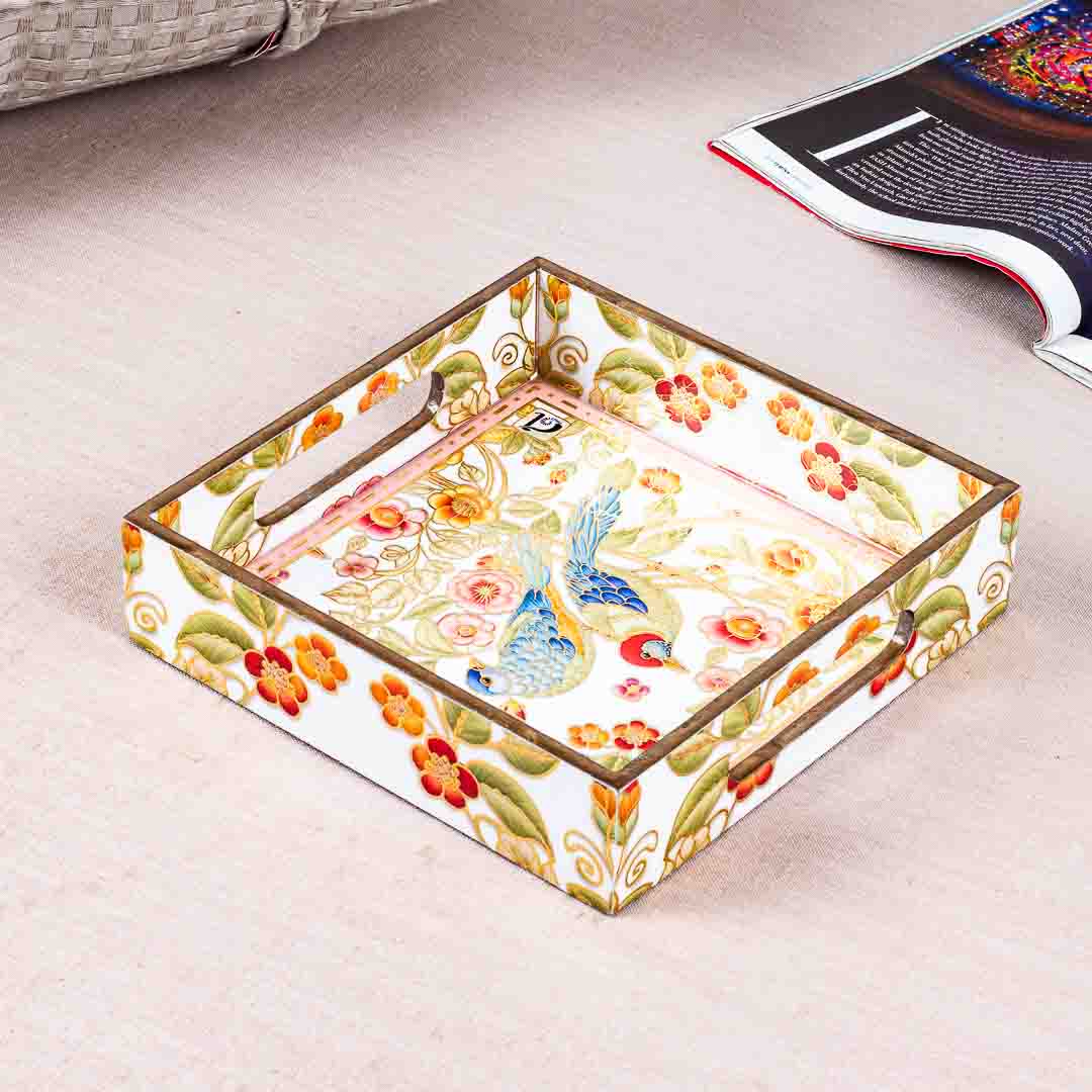 Premium Bird Square Mdf Tray Design Four 8X8 Inch